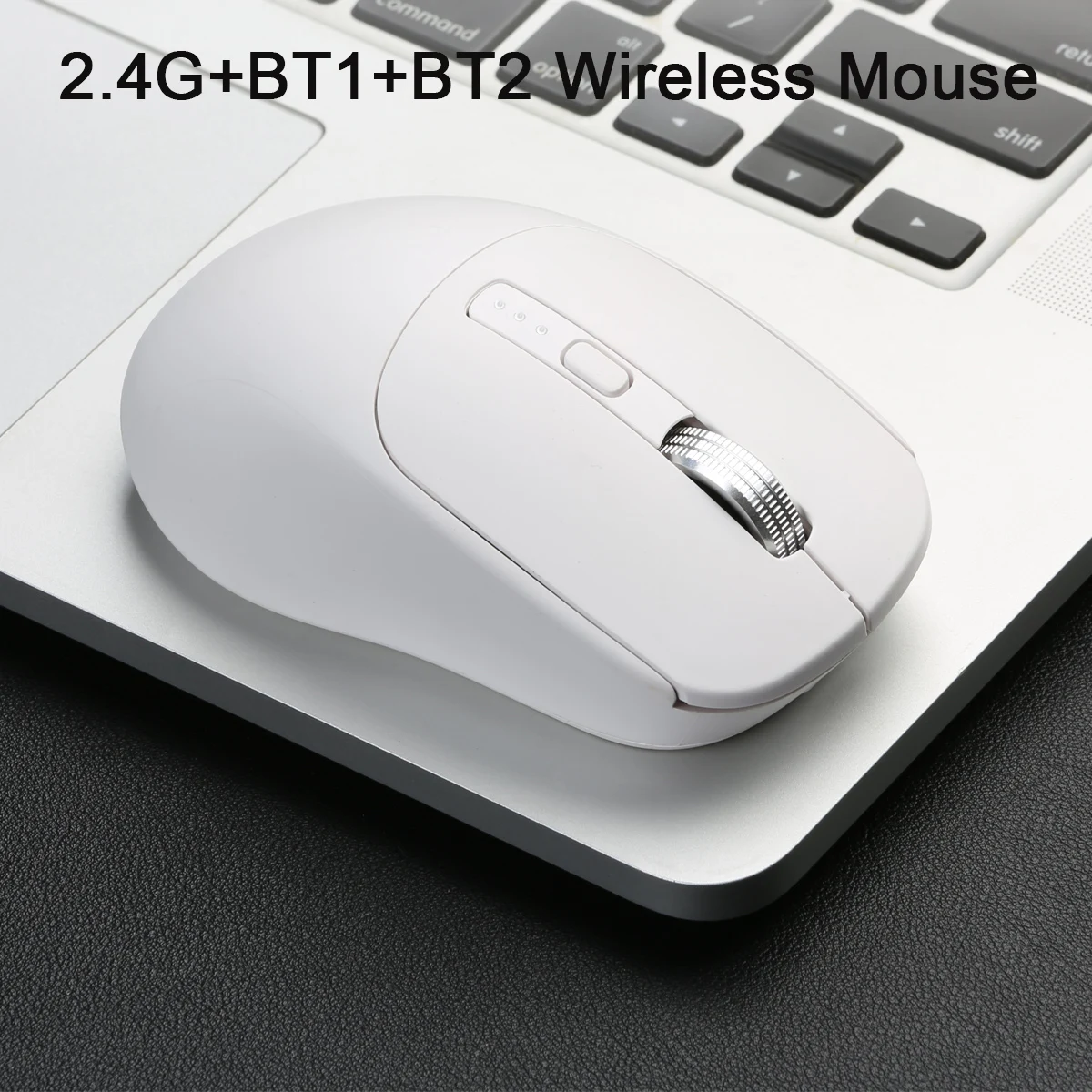 Tri-Mode Wireless Mouse BT1/BT2+2.4Ghz Rechargeable Ergonomic Computer Mice with Power Display for Laptop PC Computer