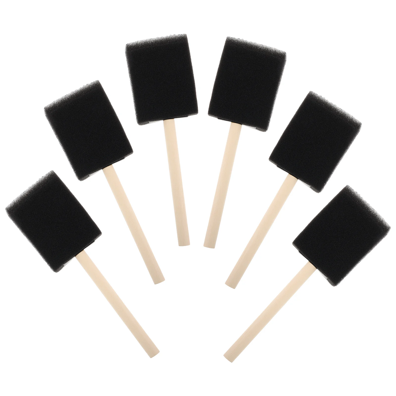 6 шт. детские губчатые кисти с деревянной ручкой, мягкие черные многофункциональные для рисования, рукоделия, легко чистящийся художественный инструмент