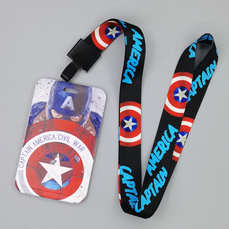 Marvel New Anime Spiderman Hulk Iron Man Pvc Card Cover Student Campus Card Mickey Mouse Hanging Bag Card Holder Lanyard Id Card