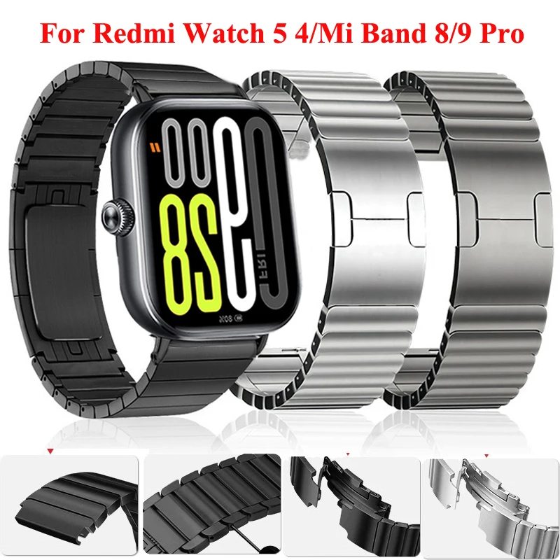 Stainless Steel Strap For Redmi Watch 5 4 Metal Replacement Wristband Bracelet For Xiaomi mi Band 9 Pro/Mi 8Pro Watchband Correa