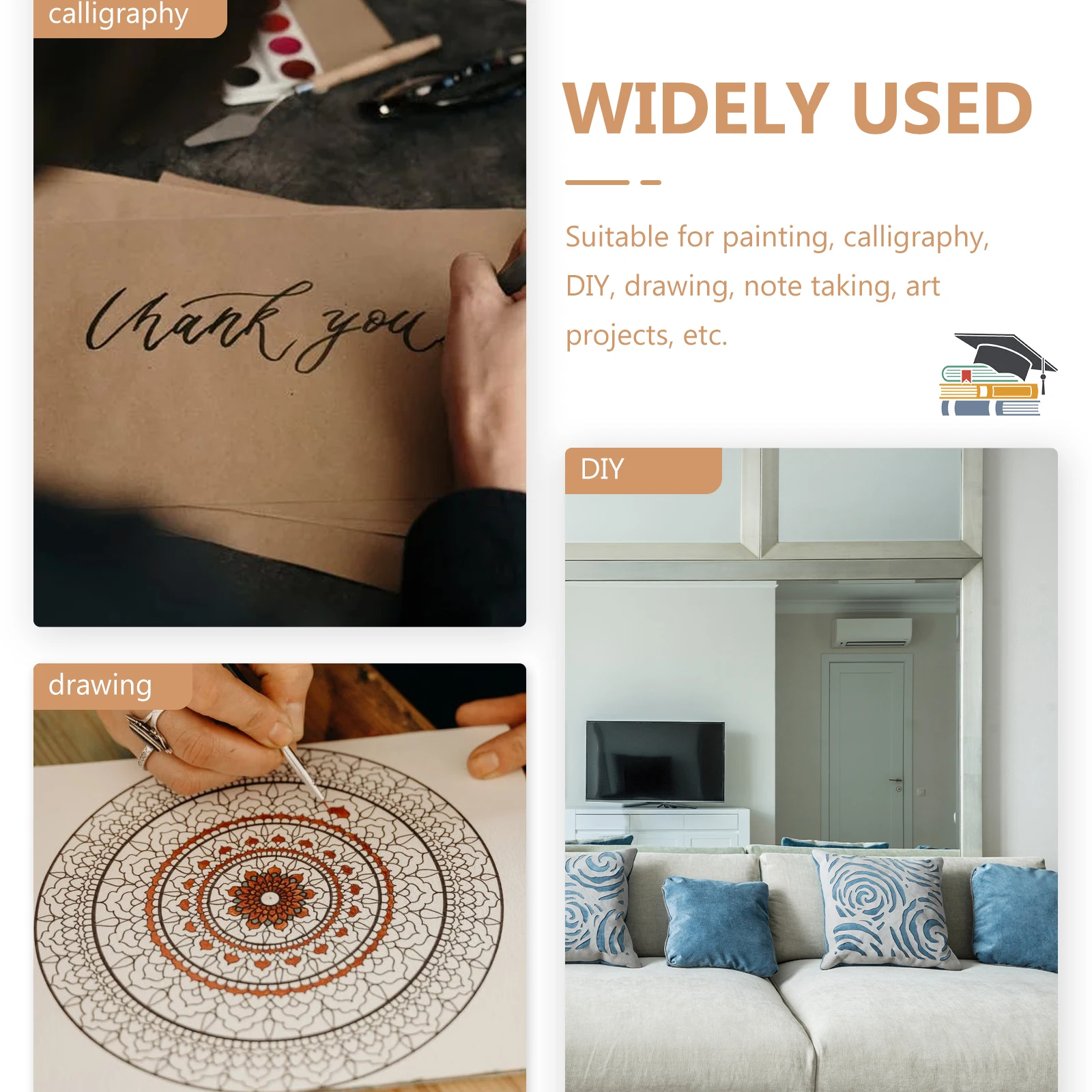 

50 Pcs Art Sketch Drawings Painting Cardboard Craft Paper Cards Round for Crafts Kraft Cardstock