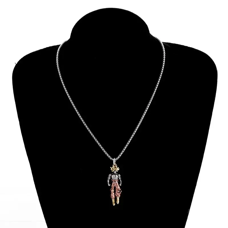 Anime Cartoon Dragon Ball Z Super Saiyan Son Goku Alloy Electroplate Necklace Personality Pendant Hip Hop Sweater Chain Kid Gift view 4