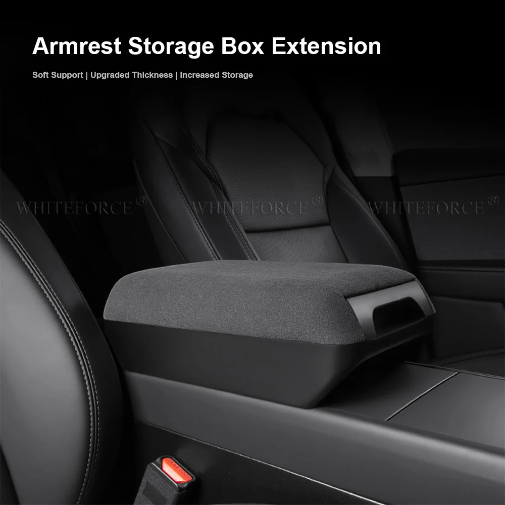 For Tesla Model Y Juniper 2025 Suede Armrest Box Raised Storage Box Drawer-type for Model 3 Highland Privacy Storage Space Elbow