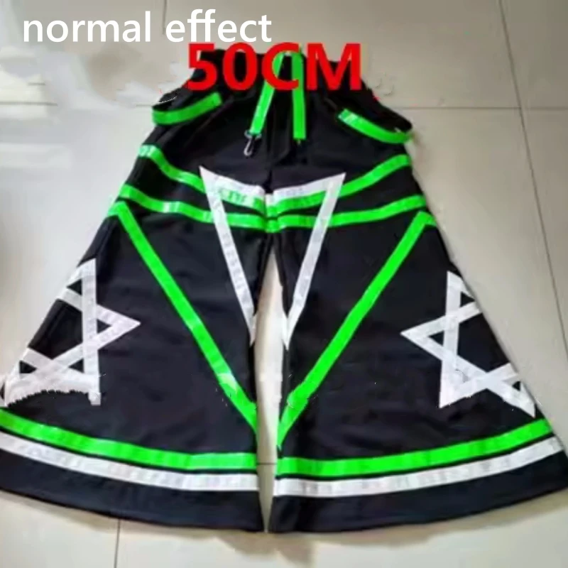 Ghost Walk Shuffle Dance Pants Hexagram Pattern Luminous Reflective Bell-bottoms Pants Women Men Fashion Dancing Trousers Stock