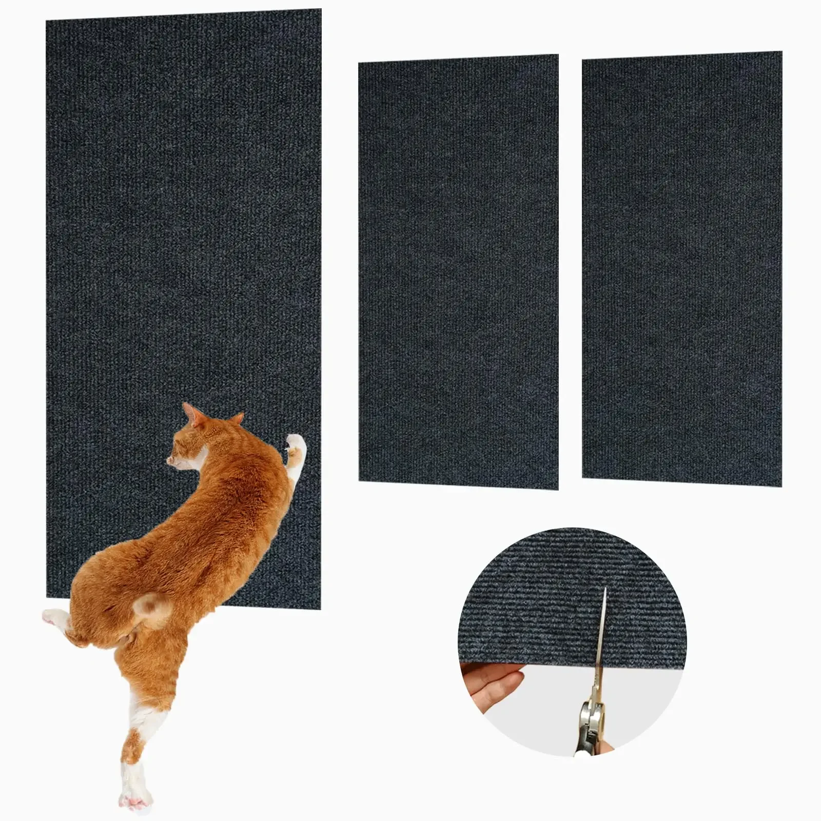 Wall Anti Cat Scratch Sofa DIY Cats Scratch Board Sofa Protection Paws Sharpen Trimmable Self-adhesive Carpet Cats Scratch Board