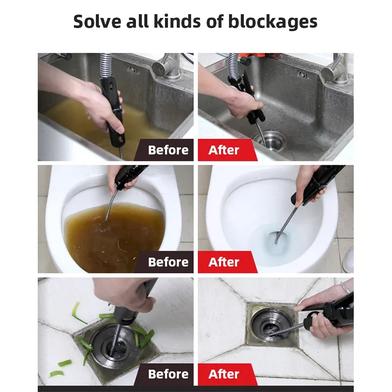 220V Electric Sewer Pipe Dredging Machine 20-50MM Cleaning Machine 120W Pipe Dredger Drain Cleaner for Toilet Kitchen