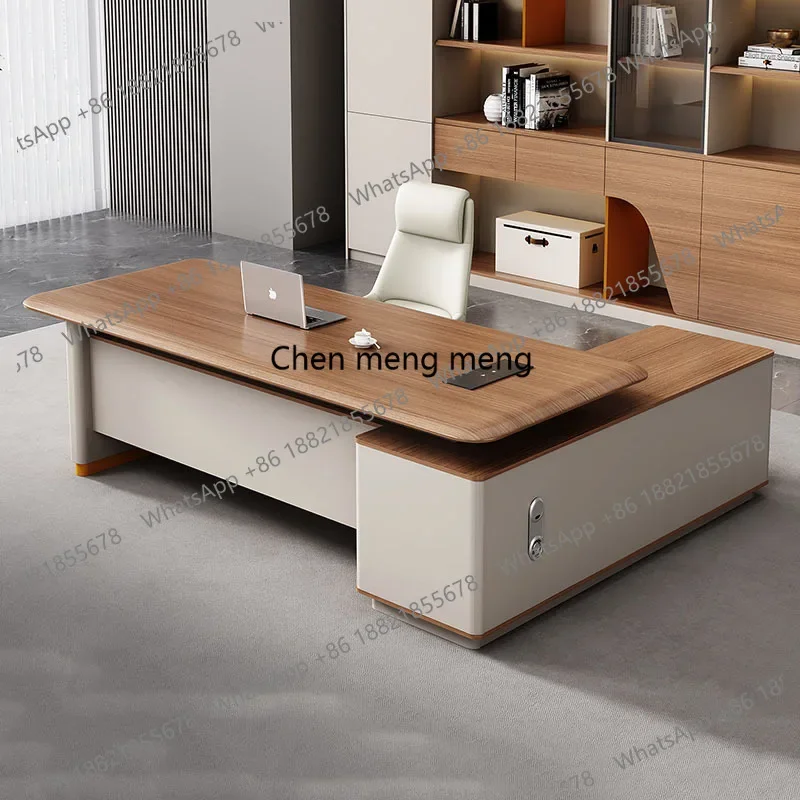 

E136 creative wooden office desk study modern computer standing executive office desk decoration mesas escritorio home furniture
