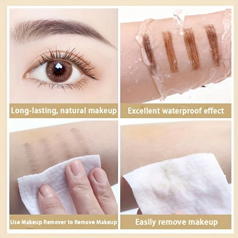 Double Headed Triangle Eyebrow Pencil Natural Smooth No Blooming Rotatable Eyebrow Pencil Brow Tattoo Pen with Eyebrow Brush