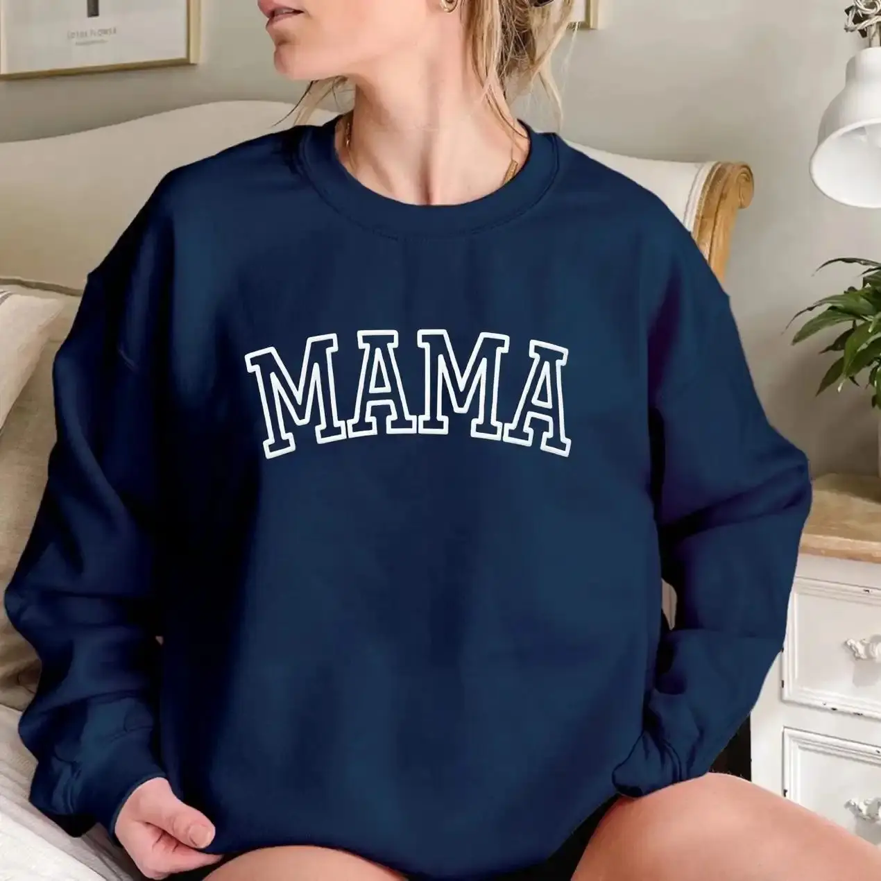 Personalized Mama Sweatshirt with Kid Names on Sleeve Custom Mothers Day Birthday Gift Long Sleeve Sweatshirt Cool Mom Sweater