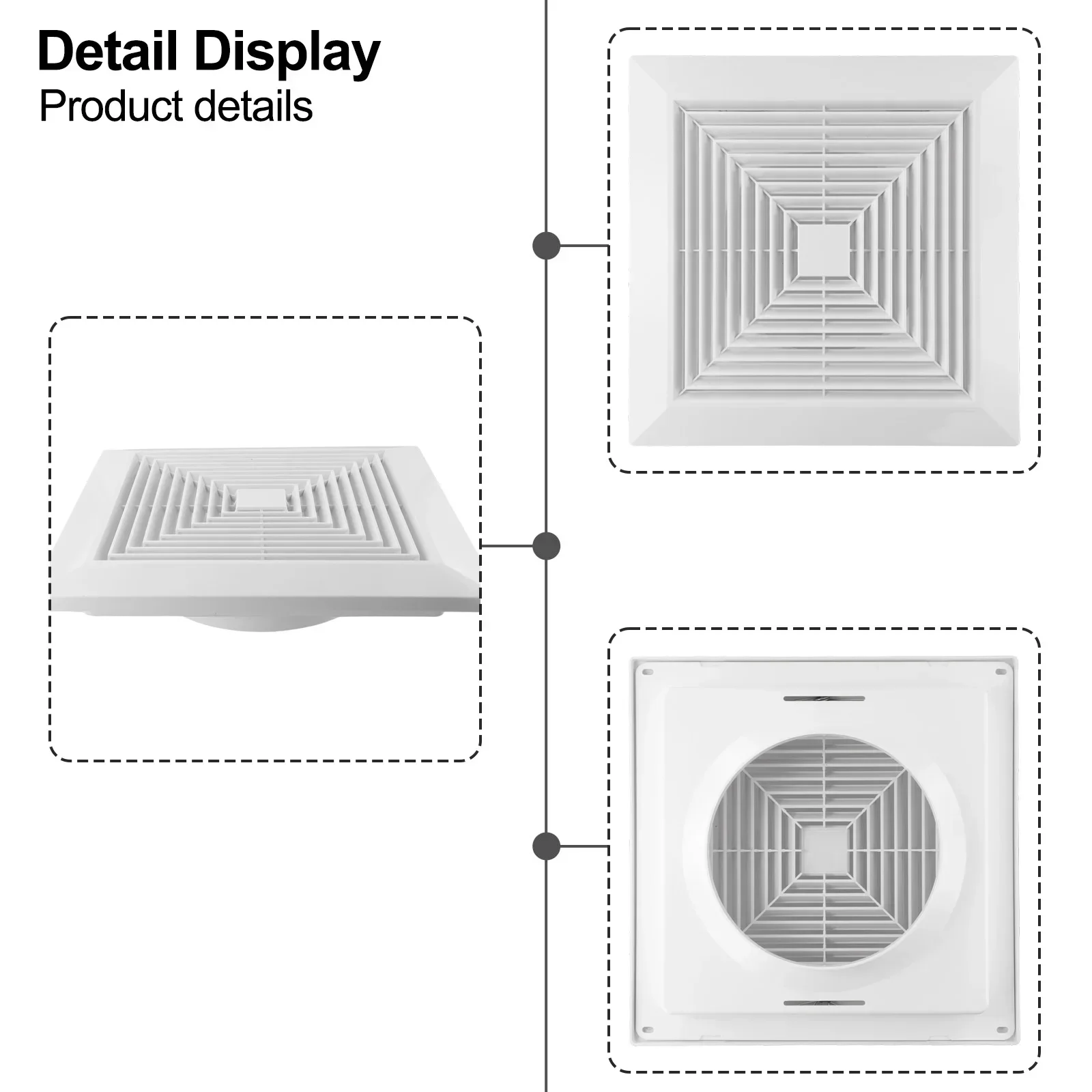 Anti Aging Fashionable Appearance ABS Square Diffuser Environmentally Friendly Square Diffuser Tube Port Diameter Anti Aging