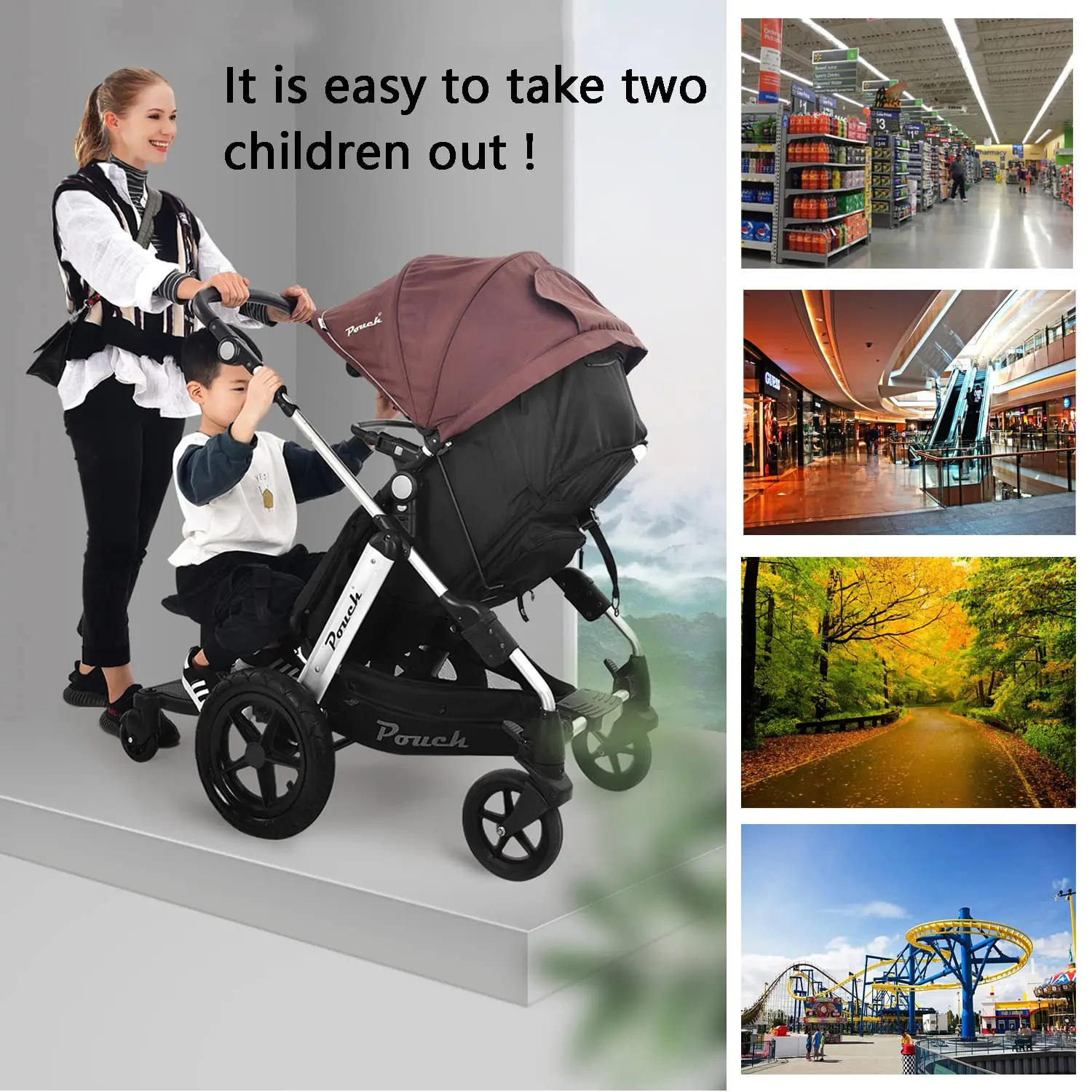 

buggy board 2-IN-1 Universal Strollers Step Board Adapter Pram Board Child Kids Standing Plate with Seat Pram Pedal Adapter
