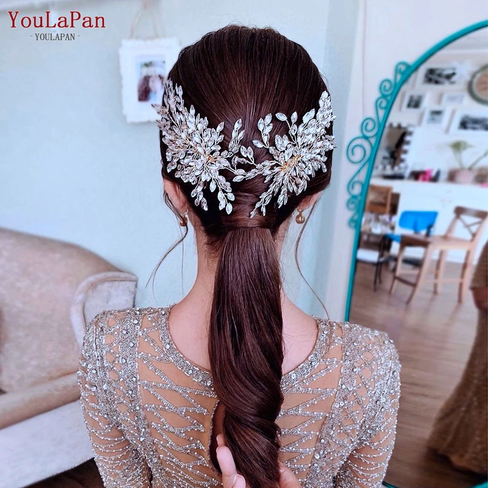 YouLaPan Crystal Headpiece Bridal Hair Clips Bride Comb Hair Accessories Wedding Tiara and Headdresses Bridal Headwear HP392