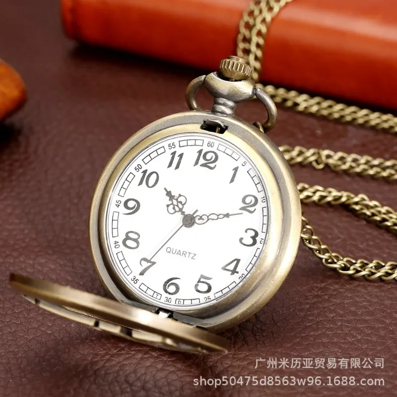 Star Wars Anime Carved Quartz Pocket Watch Roman Numeral Necklace Pendant Gift for Women Man with Fob Antique Chain Clock Chain