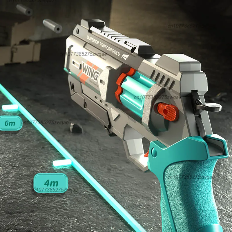 ربط ميكانيكي للأطفال 6 مسدس مسدس رصاصة طرية يمكن أن يطلق مسدس لعبة ، نموذج مسدس أكل الدجاج في الهواء الطلق للأولاد