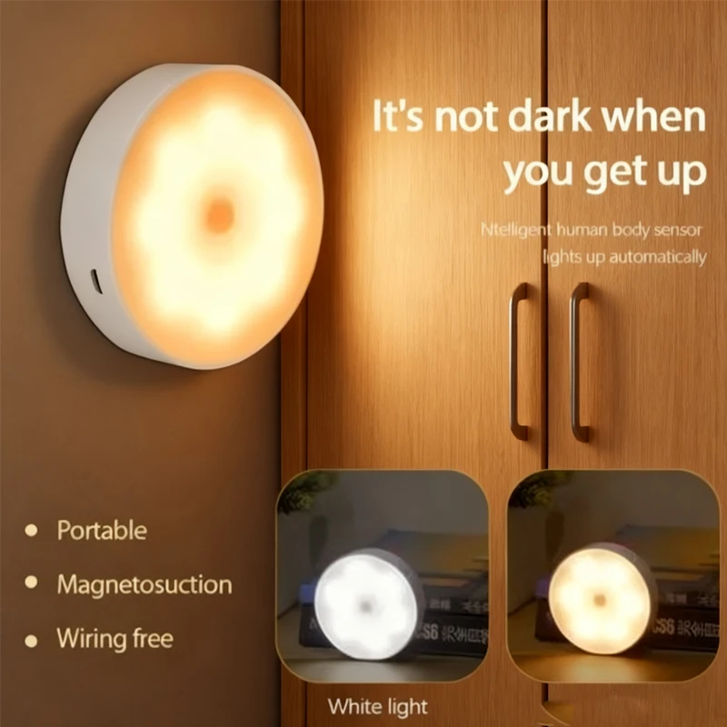 New LED Night Light Smart Human Body Sensor With Digital Sensor Head Magnetic Suction Wireless-Use Eye Protect Night Lamp _-[]