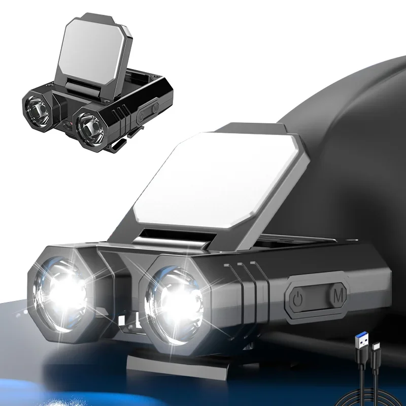 

Налобный фонарь XPE+LED с встроенным аккумулятором, регулируемый, многофункциональный, с индикатором заряда, легкий