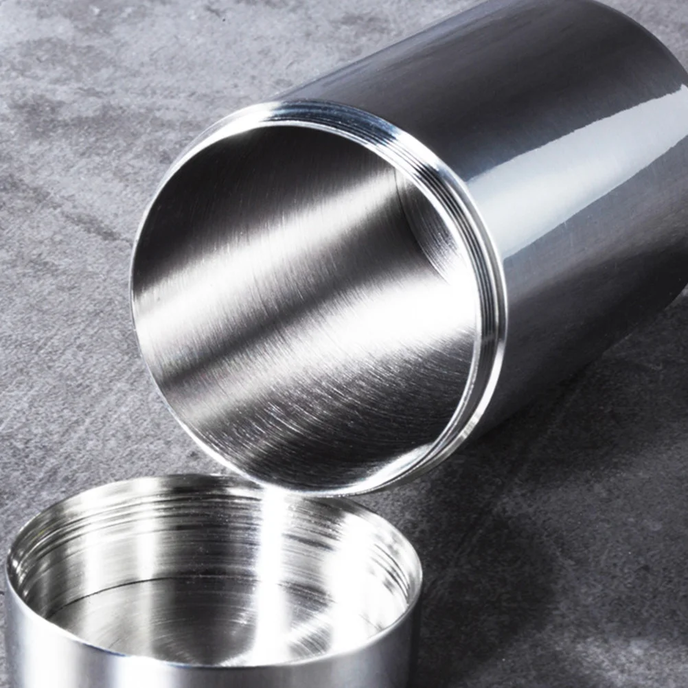 

Mini Stainless Steel Tea Thickened 2.5Mm Sealed Portable Travel Tea Storage Silver Leakproof Container For Home Office