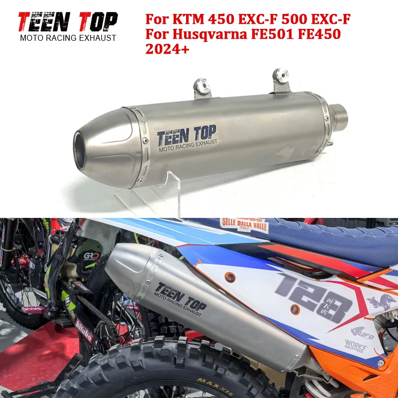 Offroad Bike Exhaust Muffler For KTM 450 EXC-F 500 EXC-F Exhaust Pipe For Husqvarna FE450 FE501 Silencer Titanium 2017-2019 24+