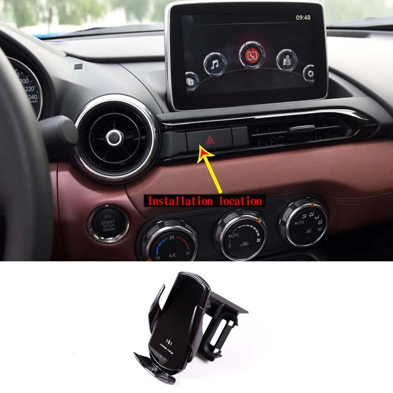 For Mazda CX-5 2017-2022 ABS Black Smart Sensor Car Wireless Charging Holder Fast Charger Mobile Phone Holder Stand