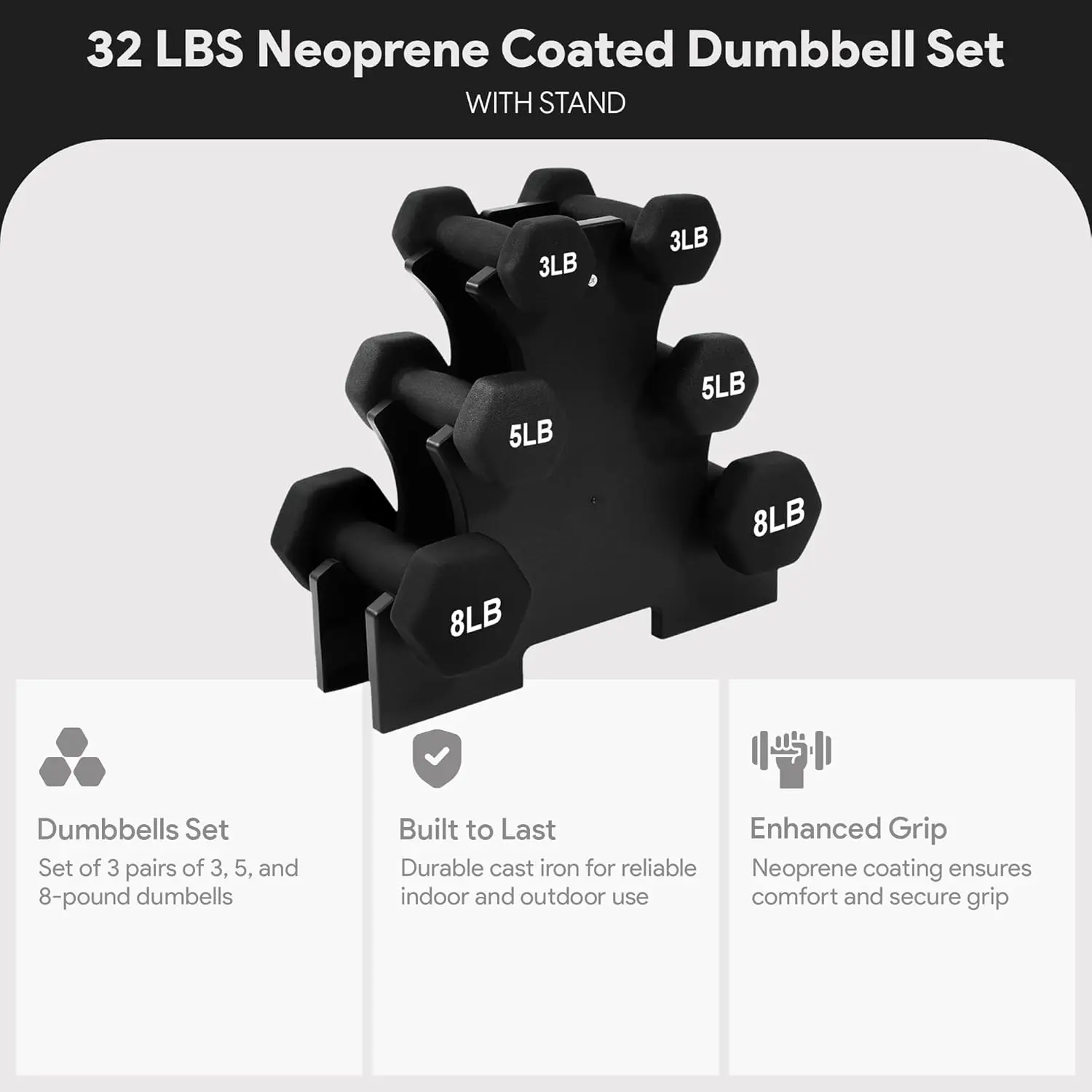 Hex Dumbbell Set with Stand 3