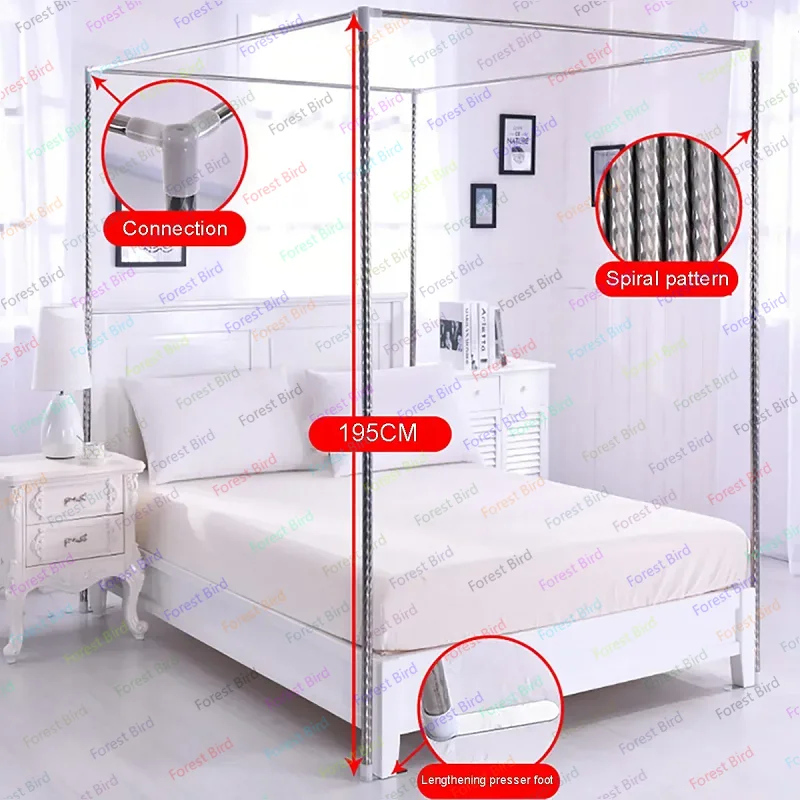 Stainless Steel Mosquito Net Frame Bed Canopy Bracket for 4 Corner Bed Easy Install Bed Netting Fan Bar Support NO Mosquito Net