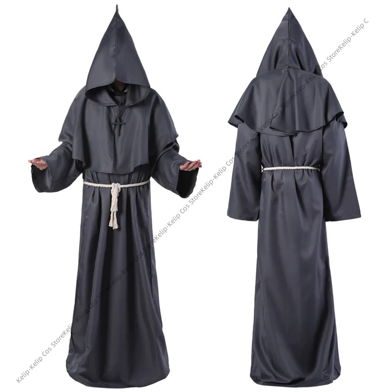 Хэллоуин Cos костюм древний костюм средневековая одежда монаха халат монаха одежда волшебника одежда священника