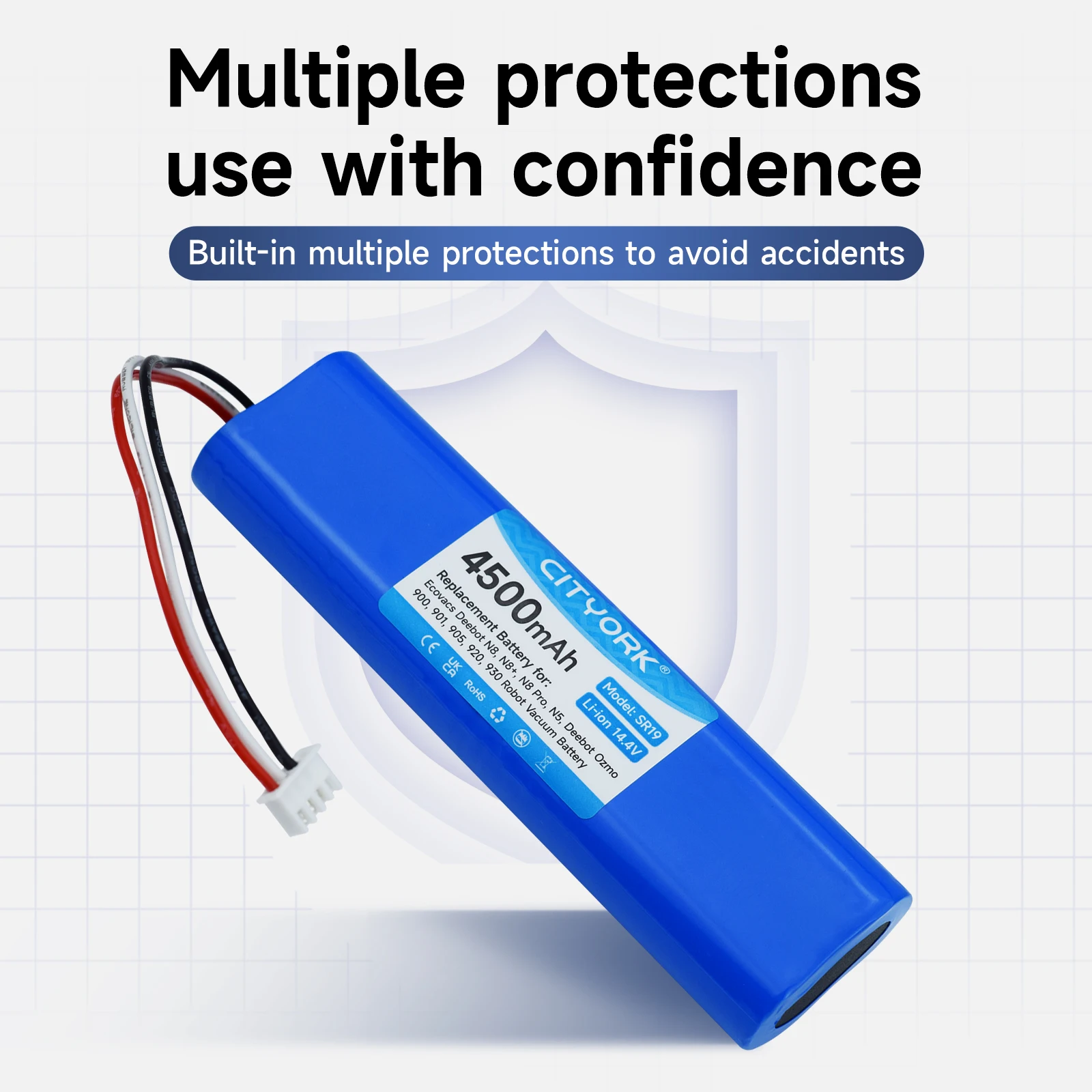 14.4V 4500mAh Replacement Battery for Ecovacs Deebot N8+ N8 Pro N5 Deebot Ozmo 900 901 905 920 930 Li-ion Sweeper Battery