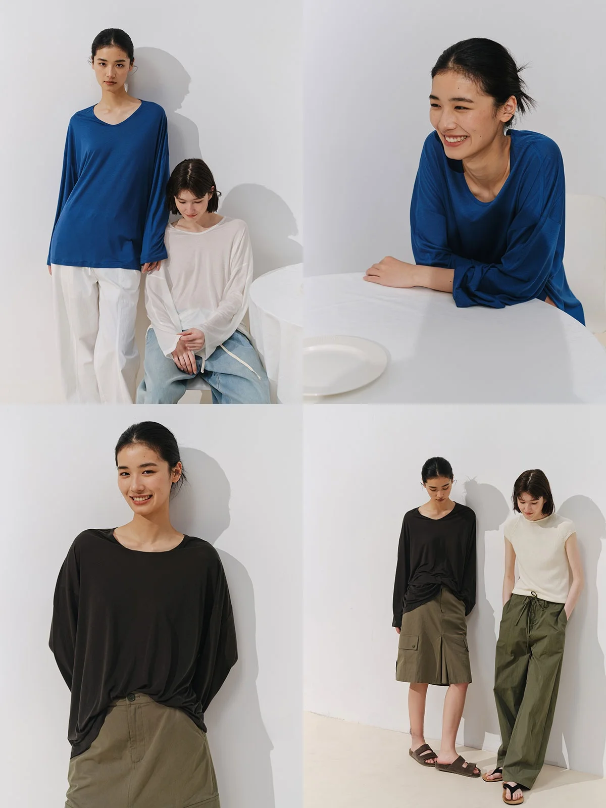 

REWEAR Fashionable Lazy Person's Dream T-Shirt Women's Long Sleeve Knitted Silk Acetate Soft Skin-friendly Easy Care 15157