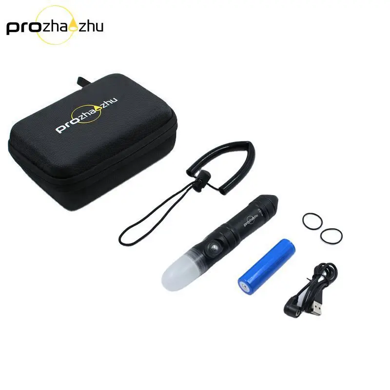 PROZHAOZHU 4000 Lumen LED Faro Subacqueo Luce di Segnale per Immersione Portata 100M IP68 21700 Stroboscopio per Immersione Ricaricabile ad Alta Potenza