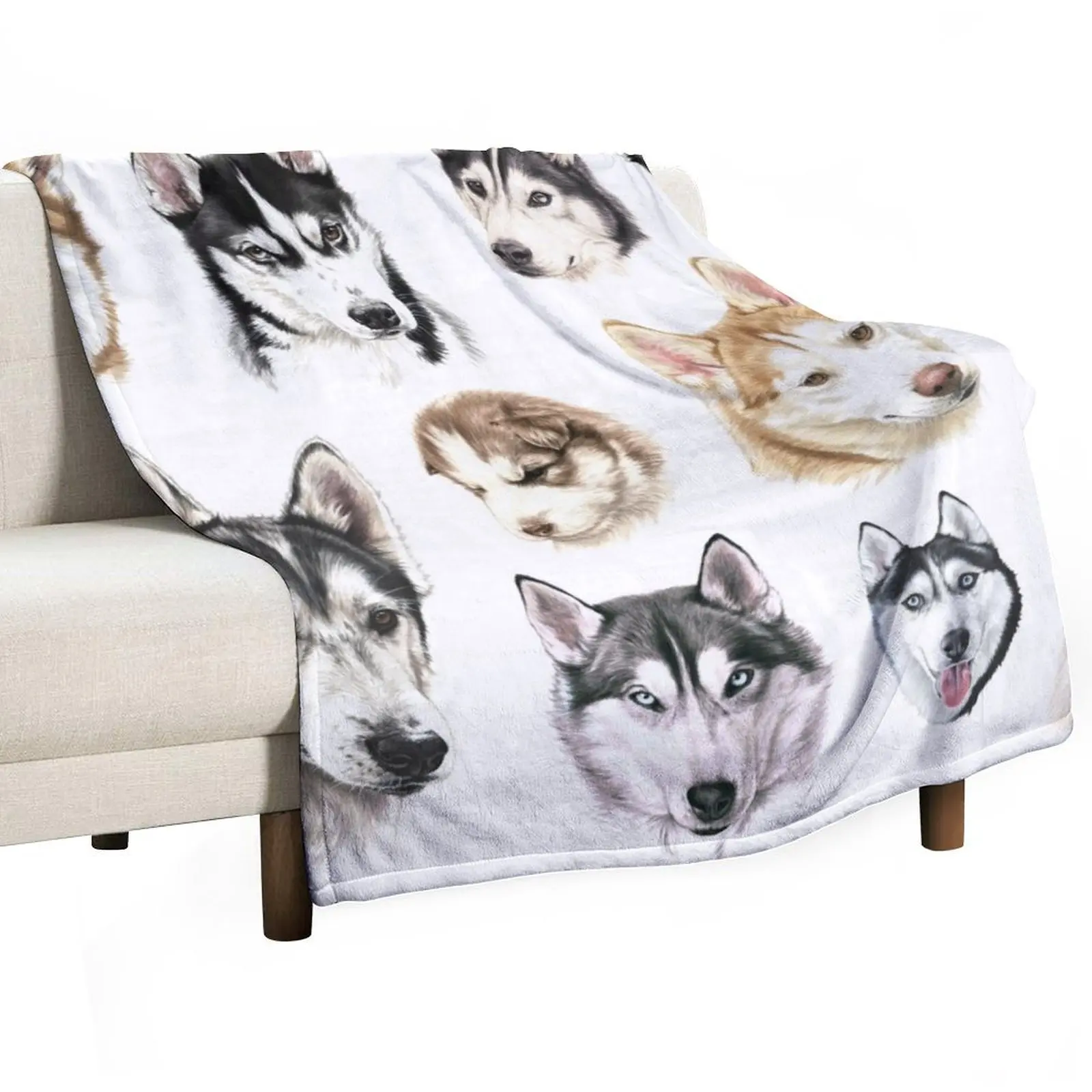 

Husky collage Throw Blanket halloween Baby Blankets