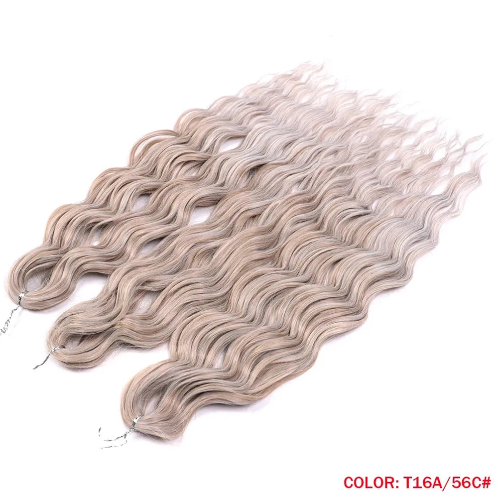 Synthetic Anna Hair Loose Deep Wave Braiding Hair Extensions 24 Inch Water Wave Braid Hair Ombre Blonde Twist Crochet Curly Hair