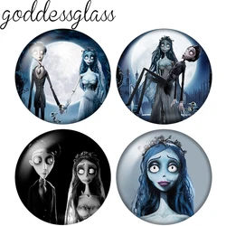 Disney Tim Burton zwłoki panny młodej kreskówka 12mm/18mm/20mm/25mm okrągłe zdjęcie szklane kaboszon z płaskim tyłem, co czyni odkrycia dla bransoletek