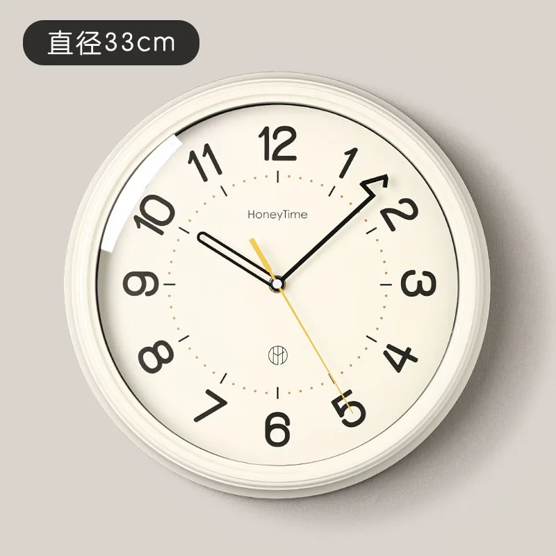

33cm Large Size Wall Clock Cream Style Analogue Hang Clock Mute Operating Modern Fashion Creative Home Decoration Clock