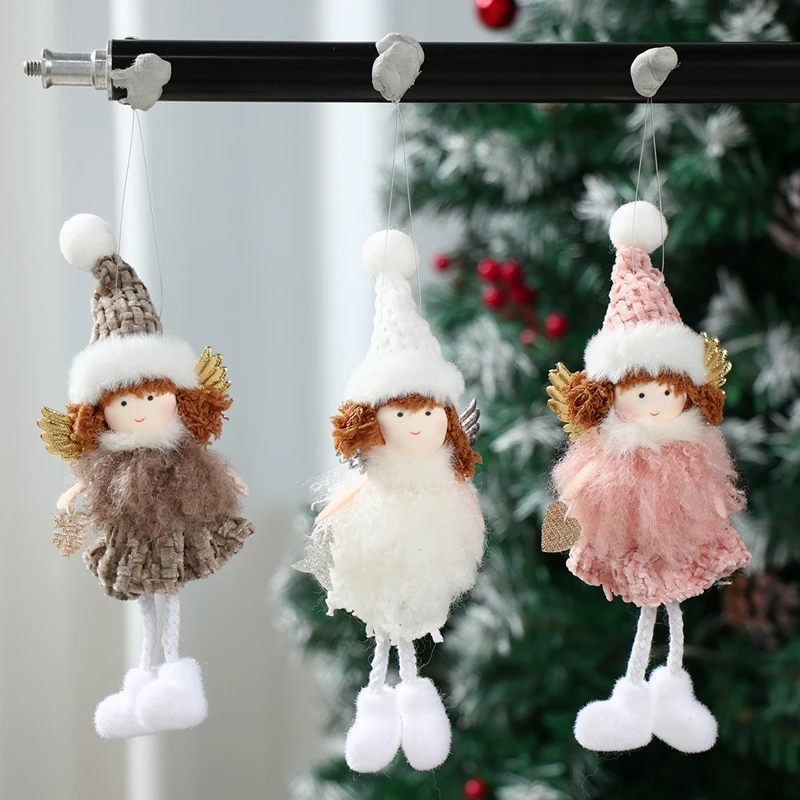 Plush Angel Doll Christmas Tree Pendant Merry Christmas Decor For Home 2024 Navidad Natal Noel Kerst Xmas Kid Gift New Year 2025