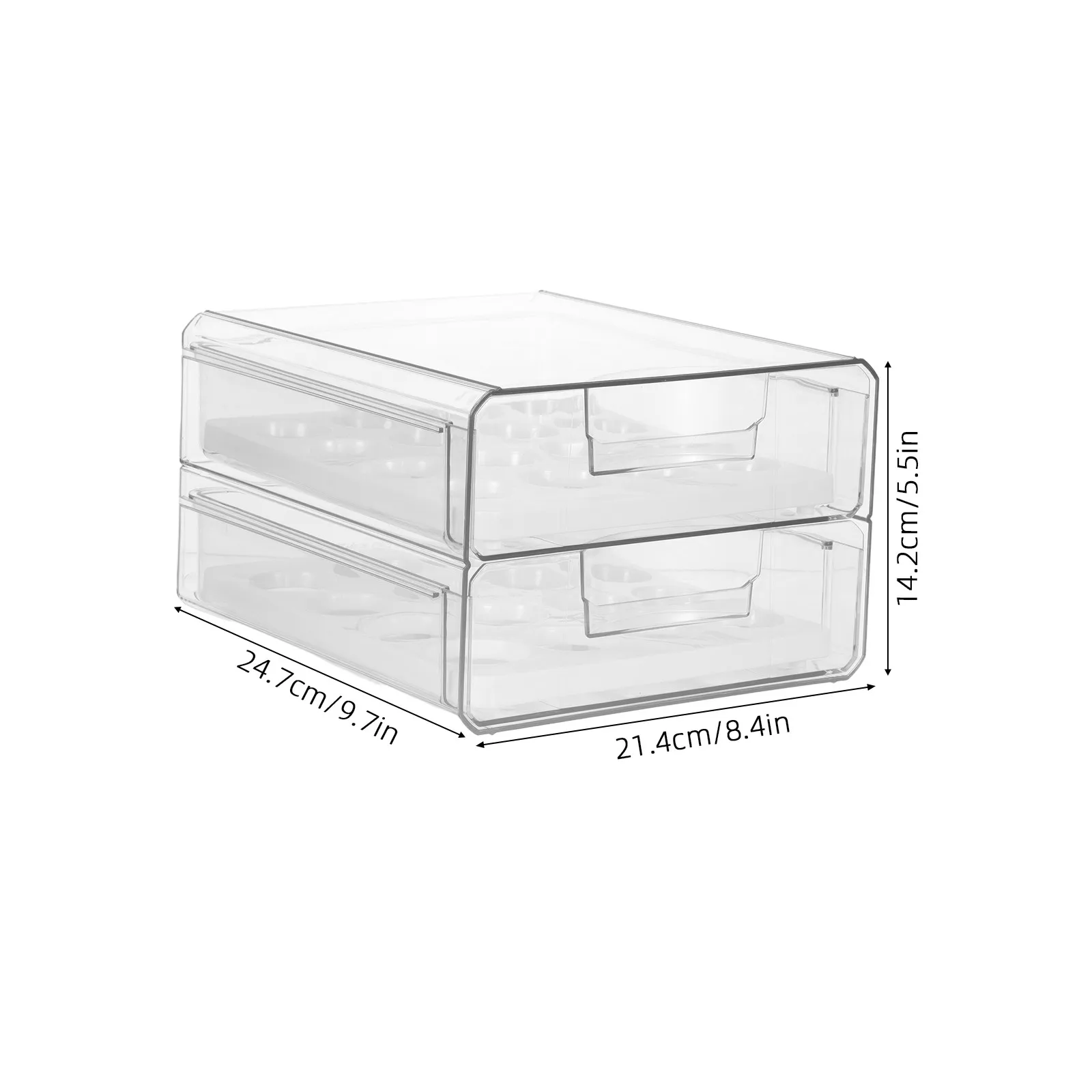 Double Layer Egg Box for Refrigerator Transparent Drawer Type Storage Container Stackable Kitchen Egg Holder Anti-Slip