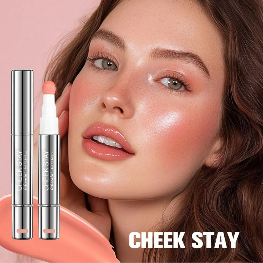 قلم أحمر خدود سائل مقاوم للماء 6 ألوان، قلم أحمر خدود طبيعي سريع الجفاف، عصا أحمر خدود نابضة بالحياة مقاومة للعرق، مكياج أحمر خدود غير لامع #3