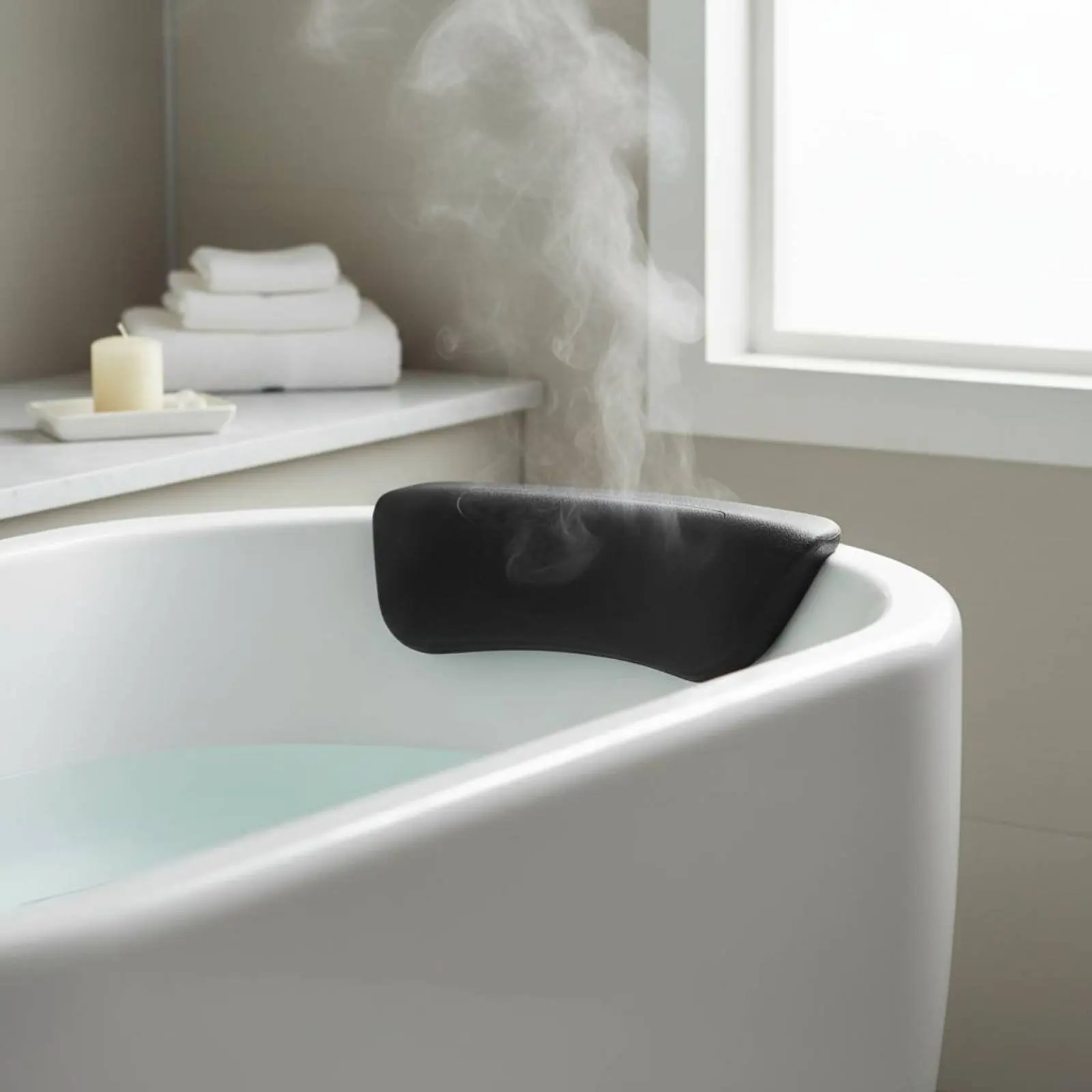 Suction Cup Bath Pillow Non-Slip Bath Pillow Spa Tub Headrest Comfortable Support Bathroom Accessory Soft