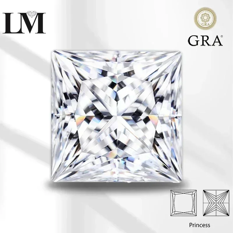 Moissanite Stone Princess Cut Multiple Colors Available Gemstones Beads For Diy Charms Jewelry Making Selectable   Certific