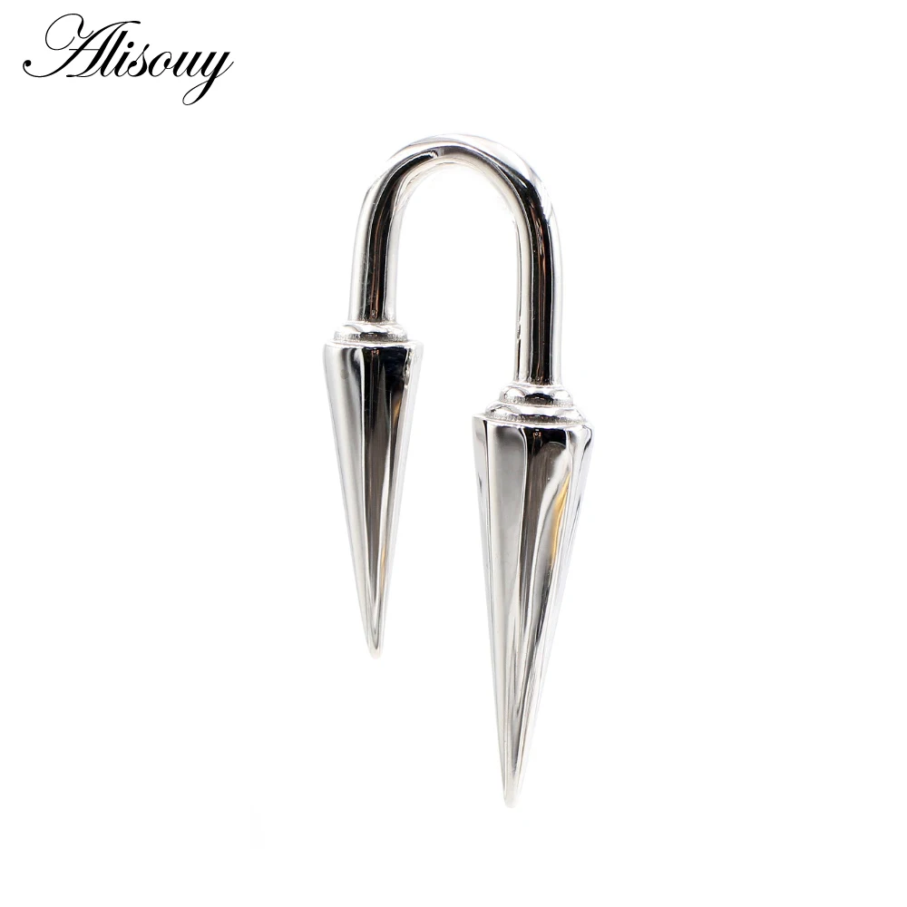 Alisouy 1PC Stainless Steel Rivet Cone Tip Ear Weights Hook Heavy Expander Stretcher Plugs Gauges Earrings Body Piercing Jewelry