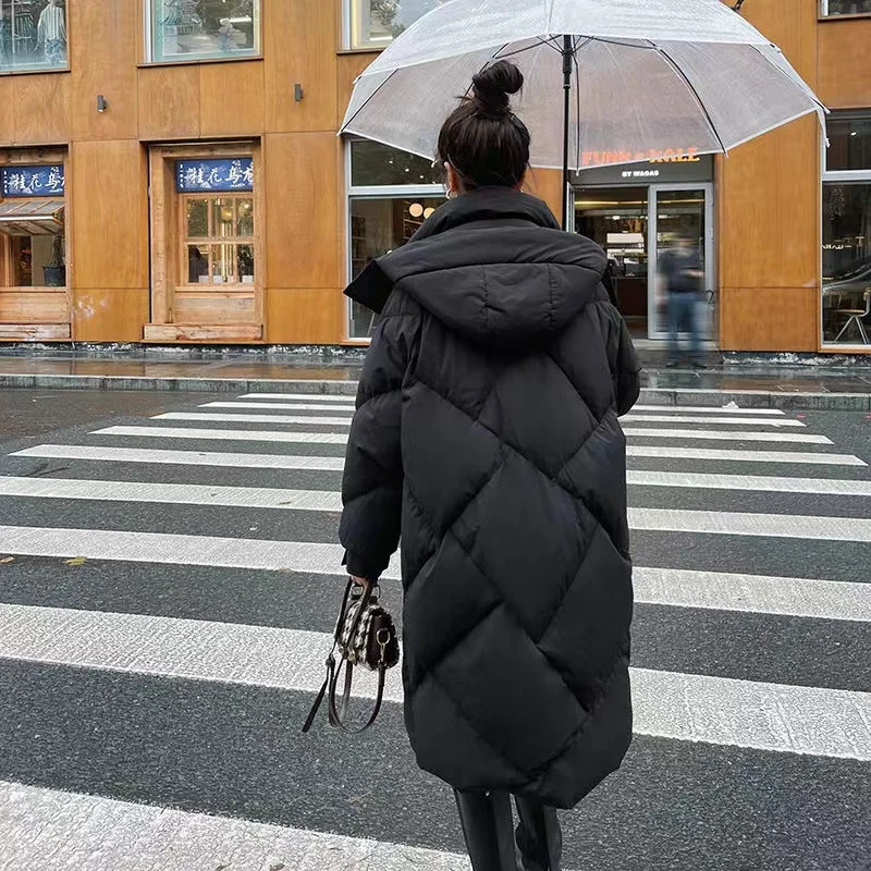 Imagem -04 - Cabolsa Solto Acima do Joelho para Baixo Feminino Cabolsa Acolchoado Sobretudo Longo com Capuz Grosso Quente Feminino Nova Moda Inverno 2023