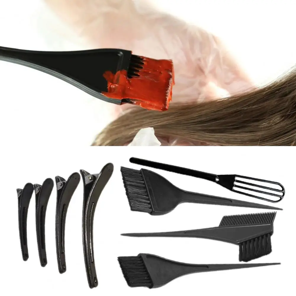 12Pcs/Set Hair Dyeing Brush Smooth Surface Ergonomics Handle Multipurpose Hair Tinting Bowl Dye Brush Gloves Tools For Home Use