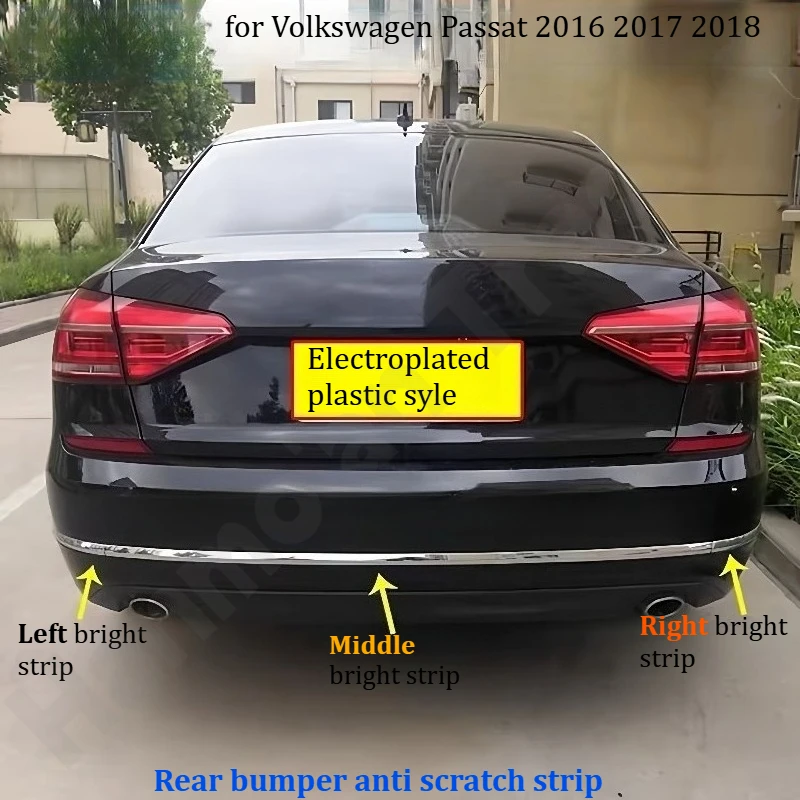 

Декоративная/защитная/антицарапная полоса на задний бампер для Volkswagen Passat 2016 2017 2018