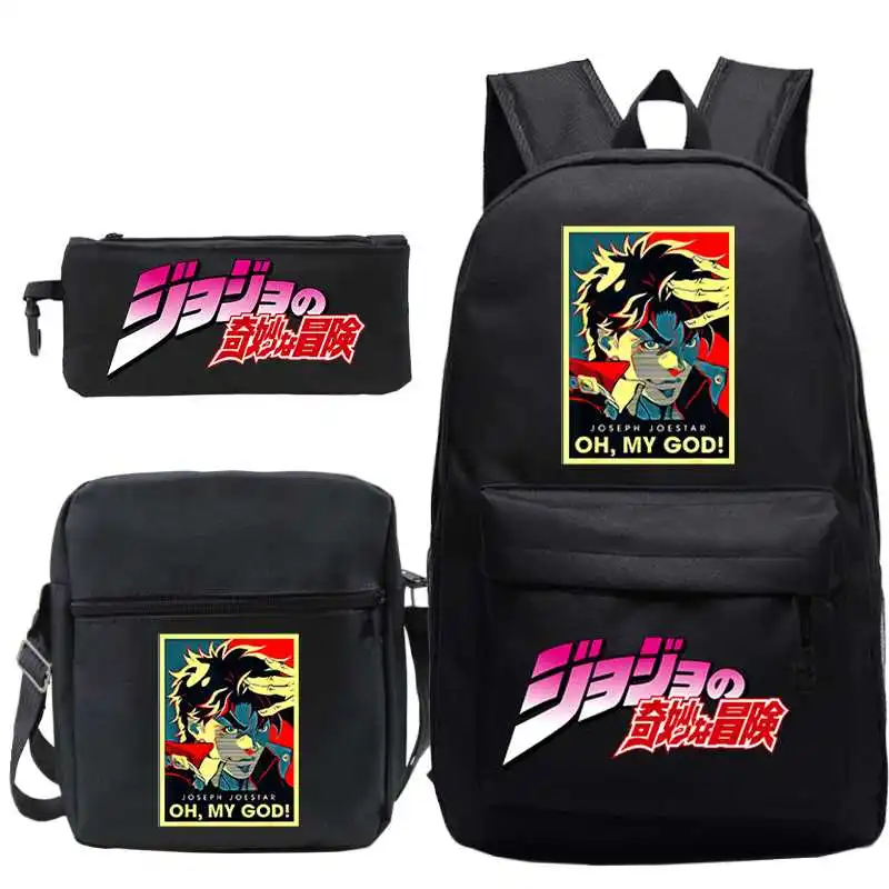 

Anime Jojo Bizarre Adventure Bacpacks Students School Backpack Boys Girls School Bags Teens Travel Mochila Men 3 Sets Backpack