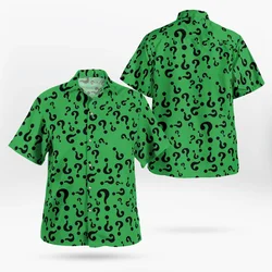 2023 New 3D Printed Question Mark Hawaiian Shirt Men's Summer Short Sleeve Beach Shirt Men's Shirt Large