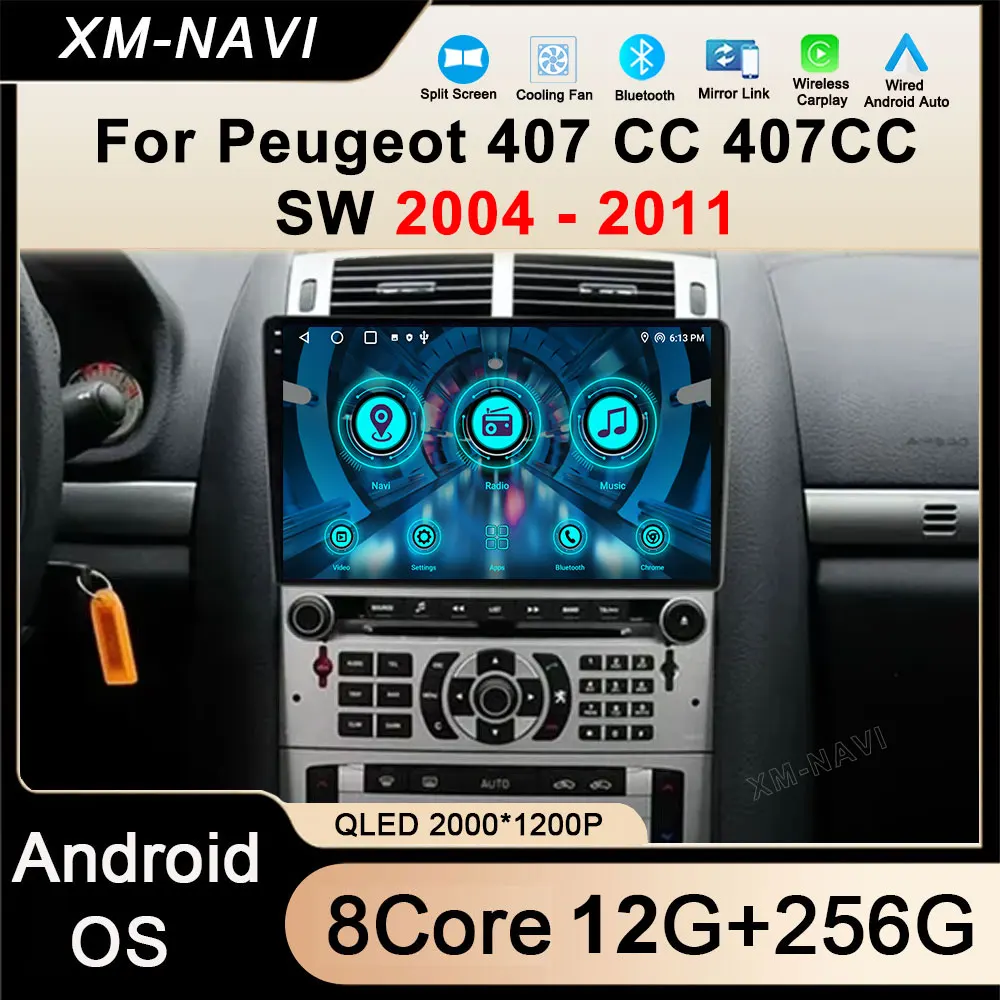 

Carplay Android 14 Car Radio Multimedia Video Player For Peugeot 407 CC 407CC SW 2004-2011 Autoradio Navigation Stereo Head Unit