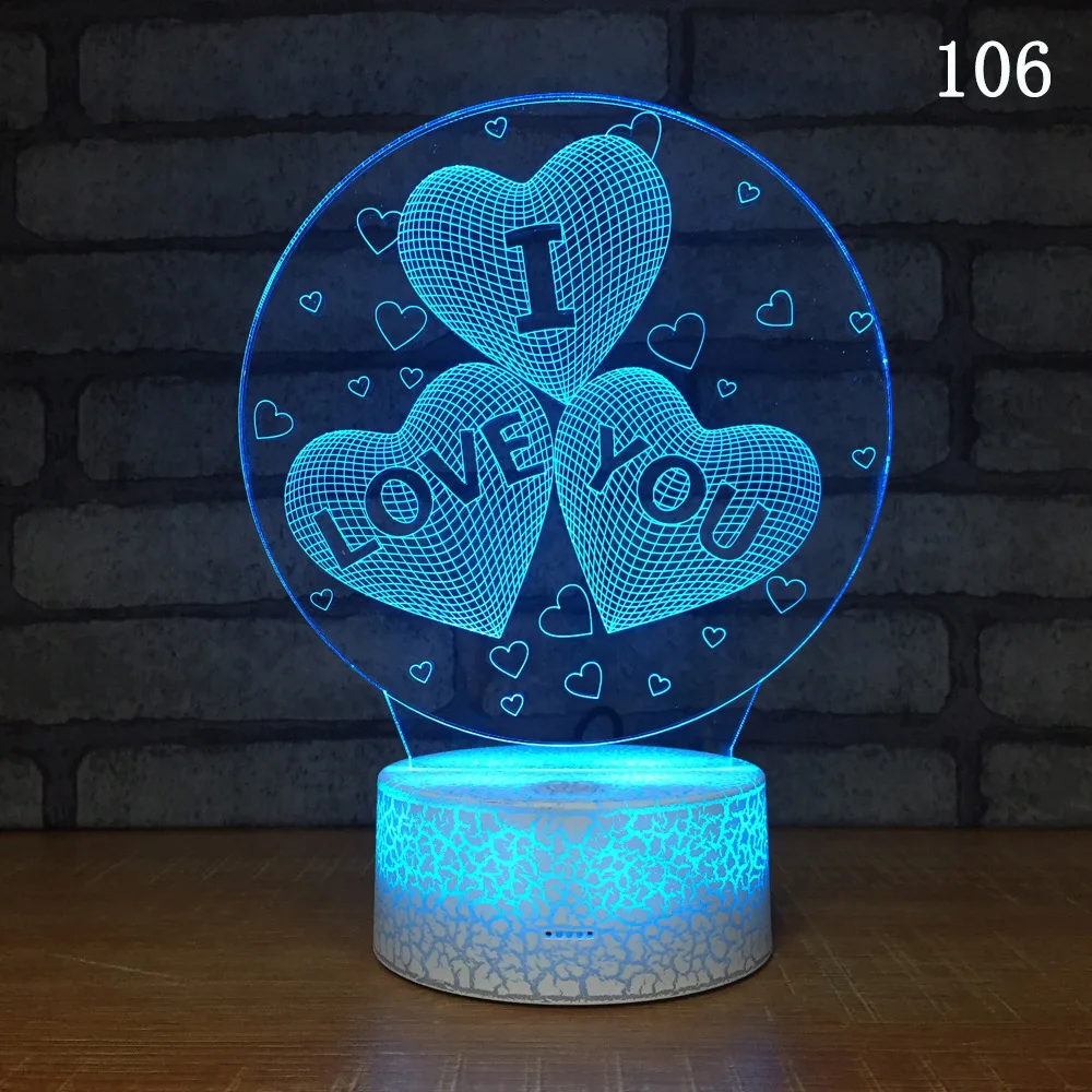 Creative Love Balloon 3d Led Night Lamp Seven-color Explosive Crack Atmosphere 3d Light Valentine's Day Gift Kids Lamp