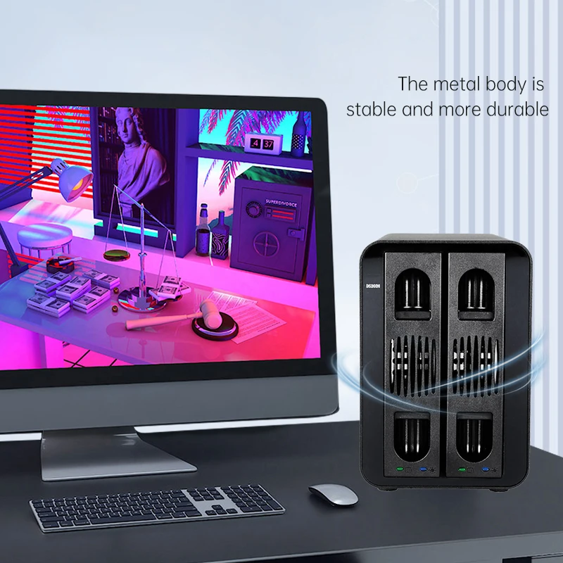 HOODBLUE 2ベイHDDドッキングステーション 2.5インチ/3.5インチ SSDエンクロージャ SATA - USB 3.0 外付けケース ハードディスクストレージ 8-60TB 5Gbps/10Gbps