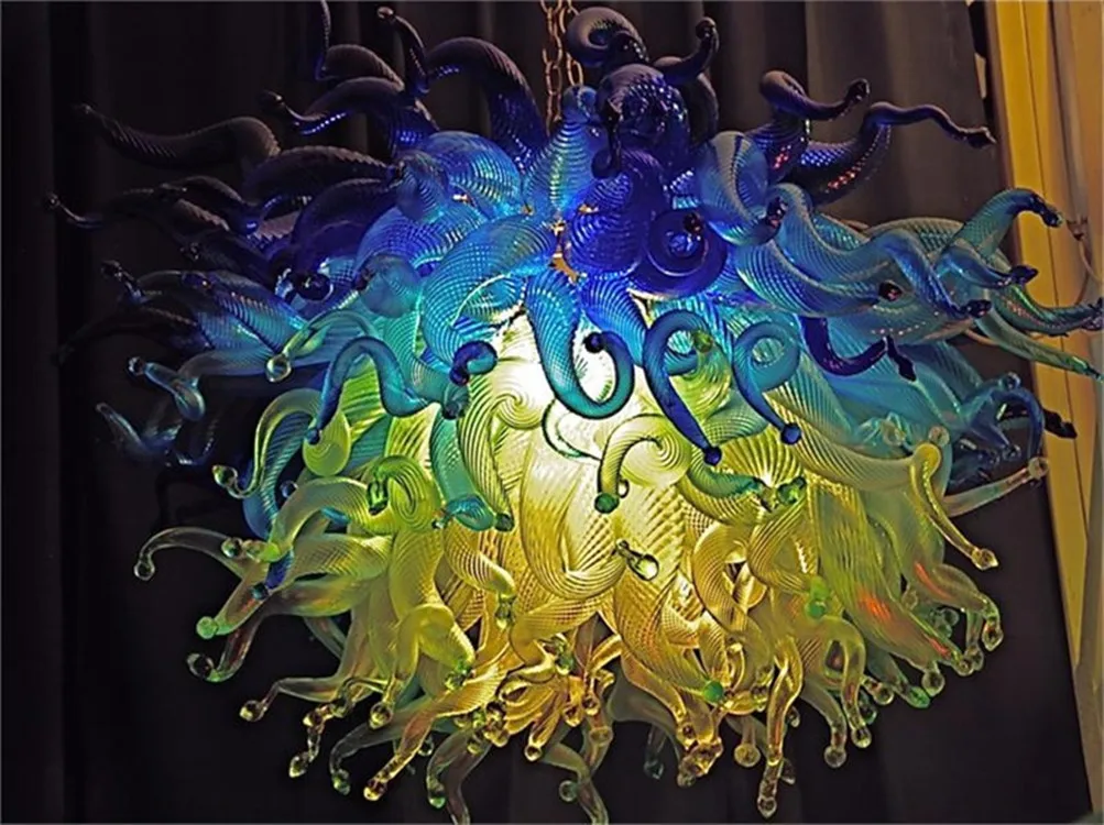 

Gradient Color Pendnat Lamp Luxury Hand Blown Glass Chandelier Light for Villa Dining Room Art Decoration