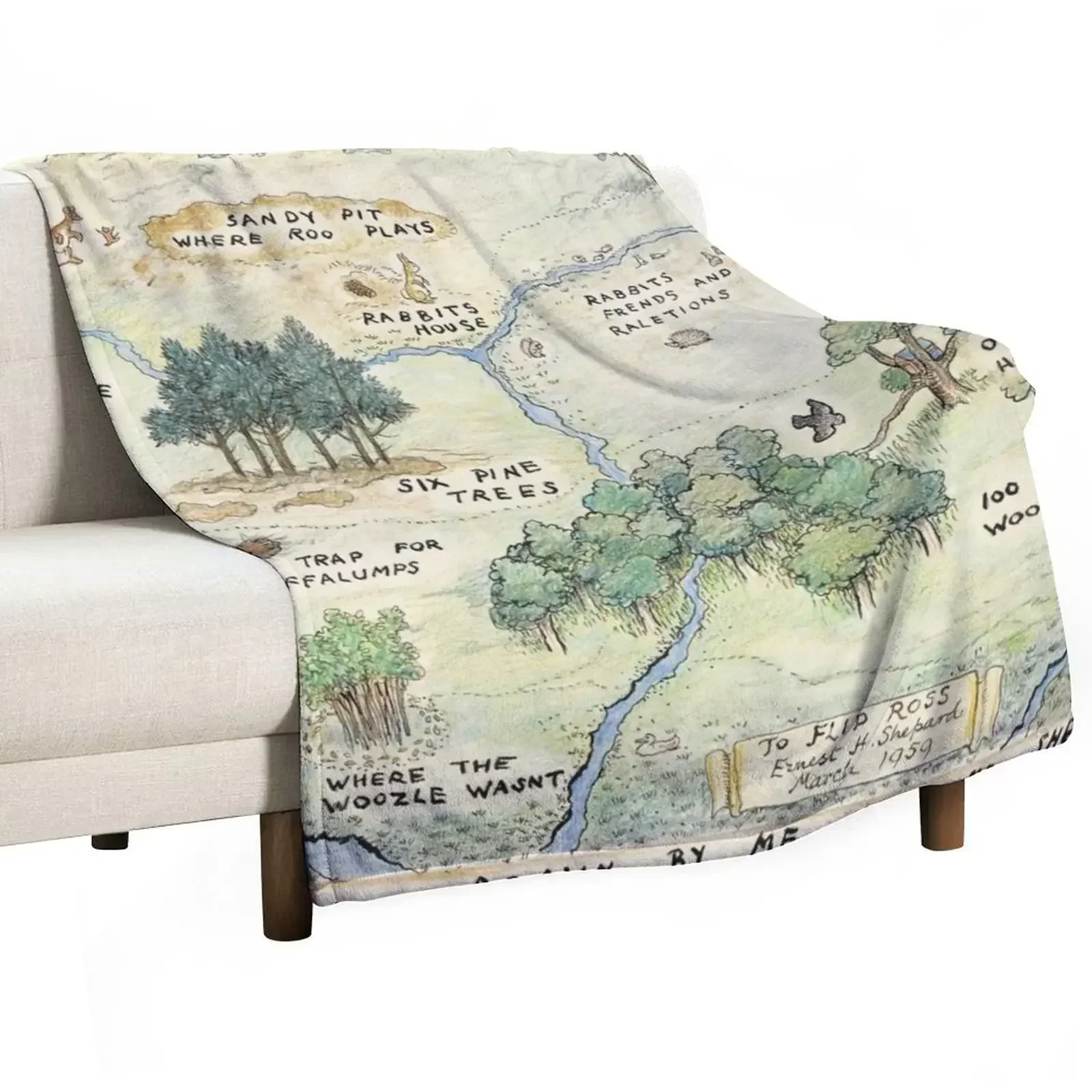 100 Acre Wood Map by E.H. Shepard Throw Blanket Shaggy warm for winter Extra Large Throw Softest Large Sleeping Bag Blankets