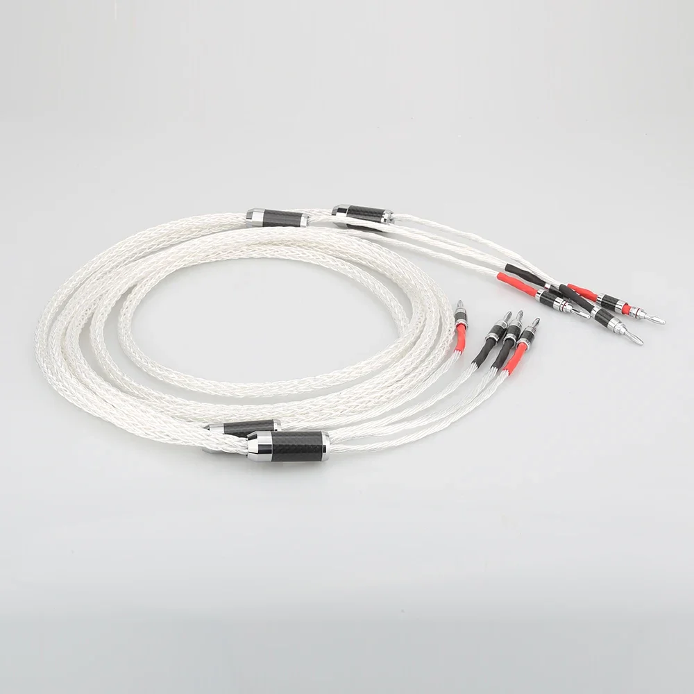Cable de altavoz de alta fidelidad OCC chapado en plata pura de 8ag, Cable de altavoz de alta gama para amplificador y CD